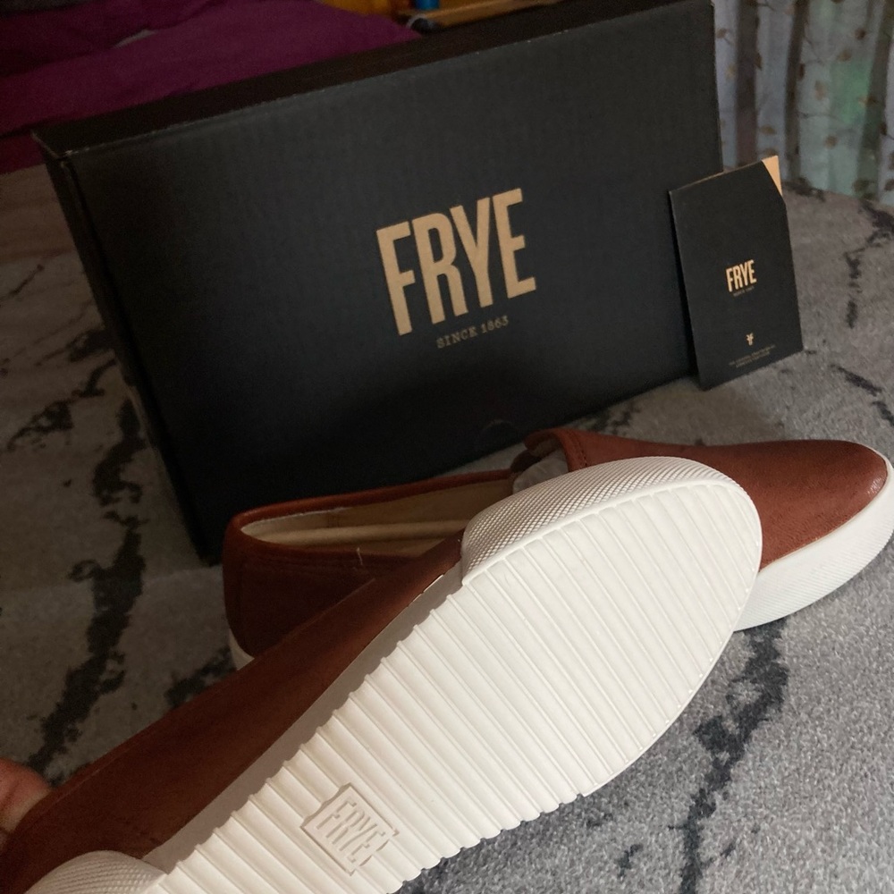 Frye MIA Cognac Slip-On Loafer Shoes - Picture 3 of 5